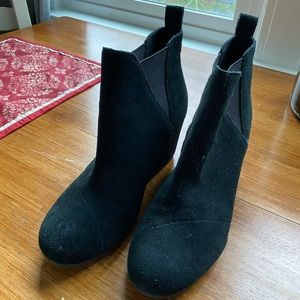 Toms black suede heeled boots booties